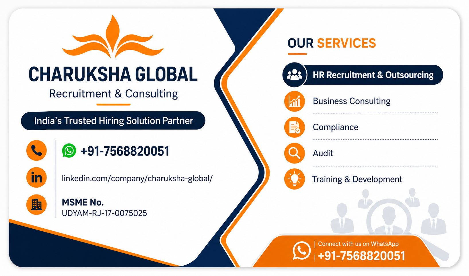 Charuksha Global business services and credentials