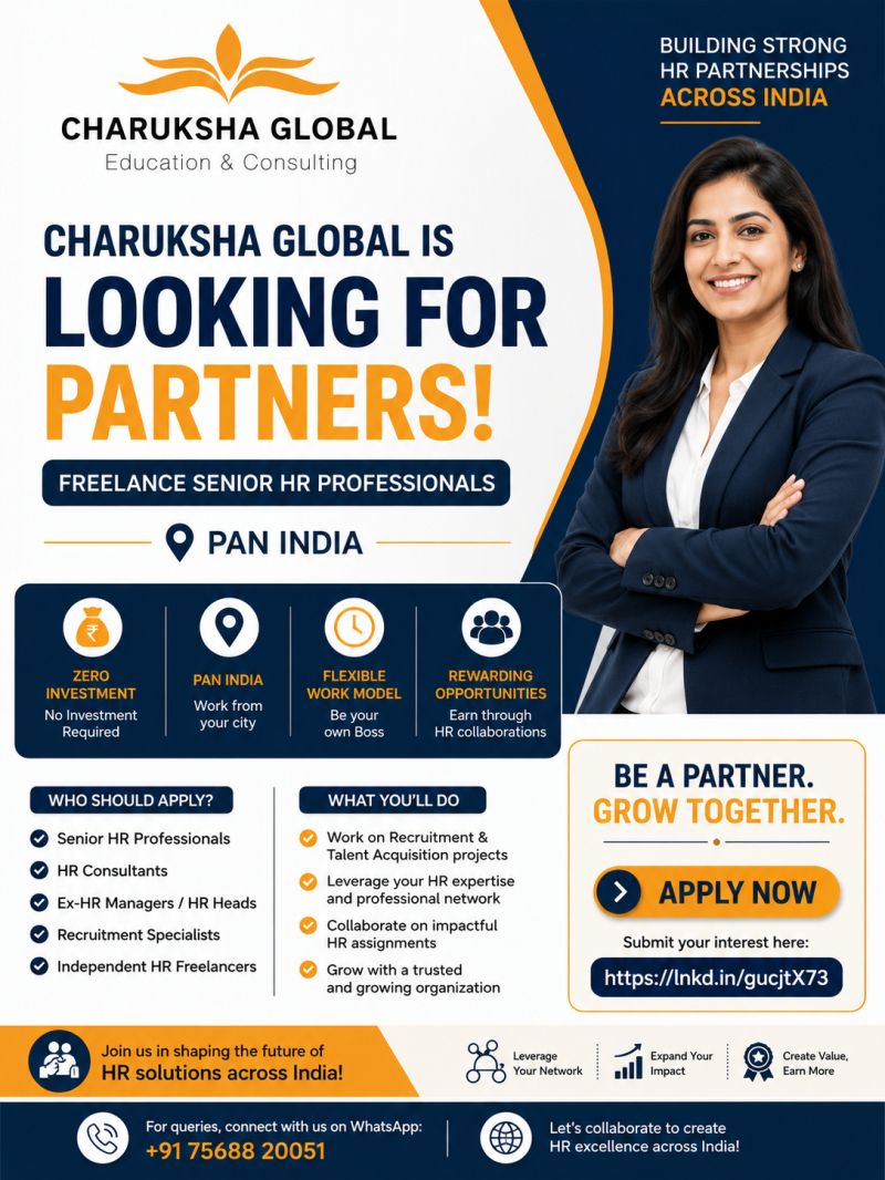Charuksha Global is looking for partners: freelance senior HR professionals, pan India